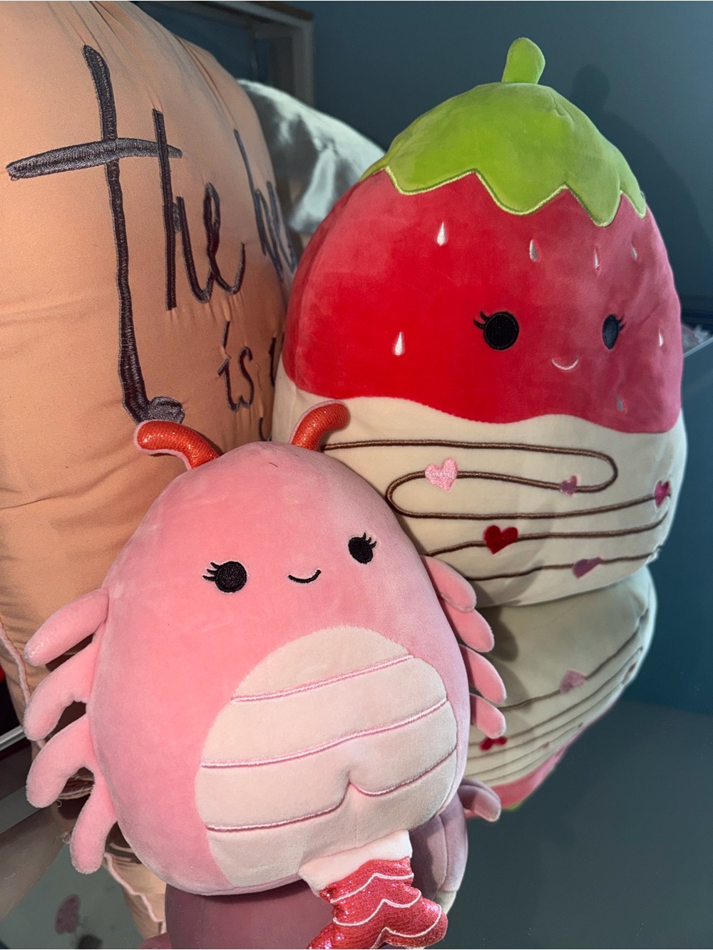 Squishmallows Scarlet Strawberry & Simone Shrimp Pink Valentine Plush Set plush